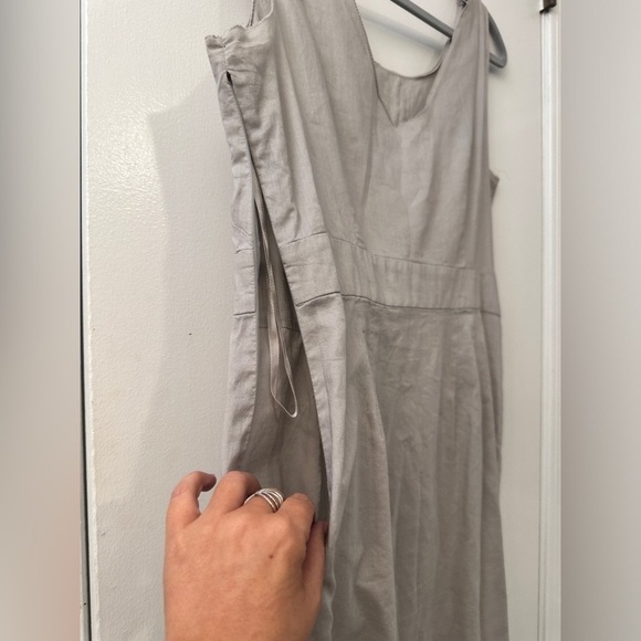 Ann Taylor LOFT Gray Cotton Sheath Dress Floral Applique With Beads Size 10 - Picture 9 of 15